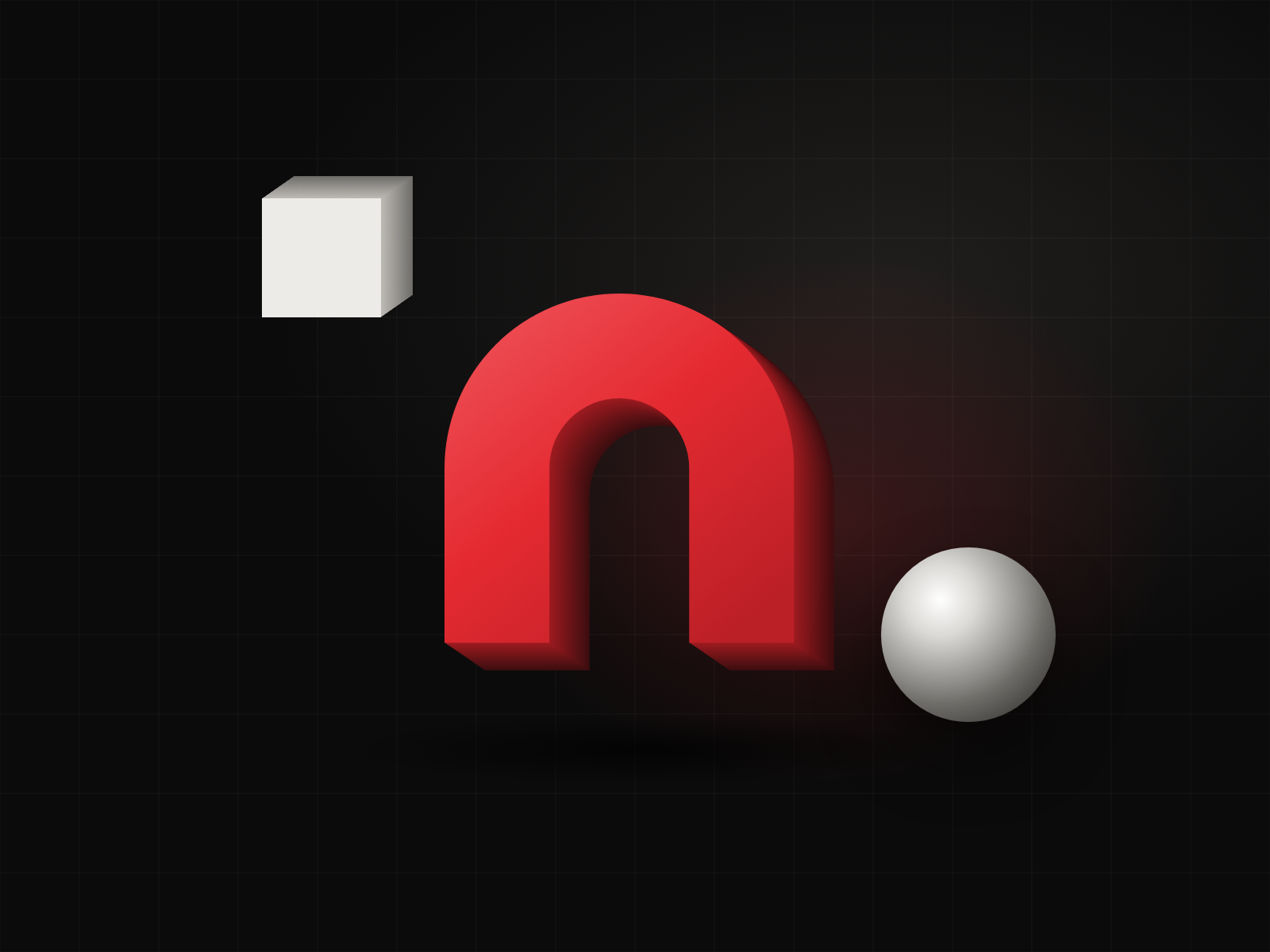 Concept frame for 3D: an extruded symbol in a render view. Not a client project.